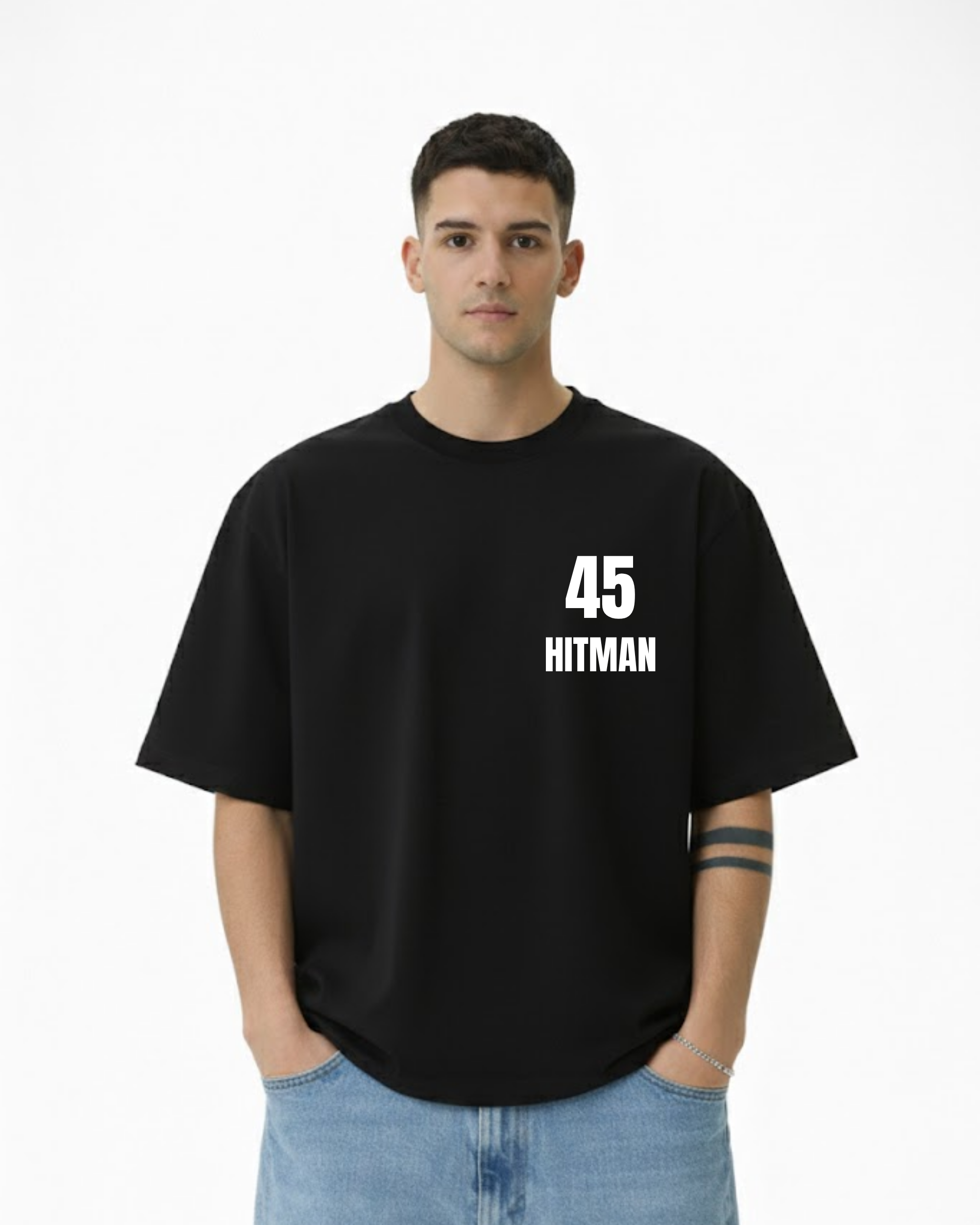 Rohit Sharma “Hitman 45” Oversized T-Shirt | Unisex Premium Cotton Tee