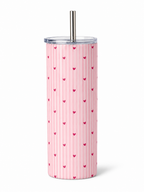 Thekacustomz Love Stripes Colossal Tumbler with Straw 700ml | Double Wall Vacuum Insulated Stainless Steel Travel Mug | Leakproof Hot & Cold Coffee Cup for Girls & Women