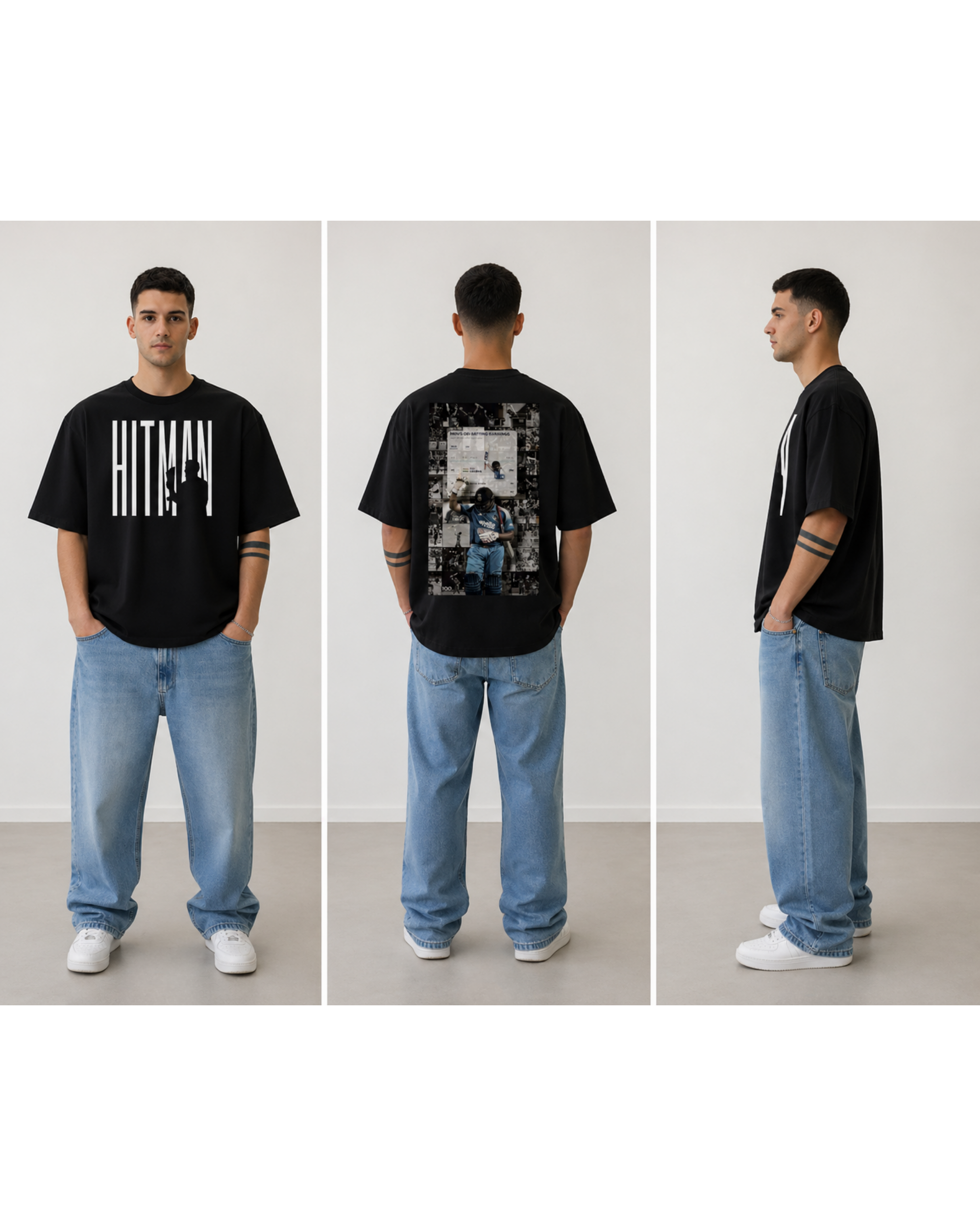 Hitman Rohit Sharma Oversized T-Shirt | Cricket Fan Streetwear | Premium Bio-Washed Cotton Tee