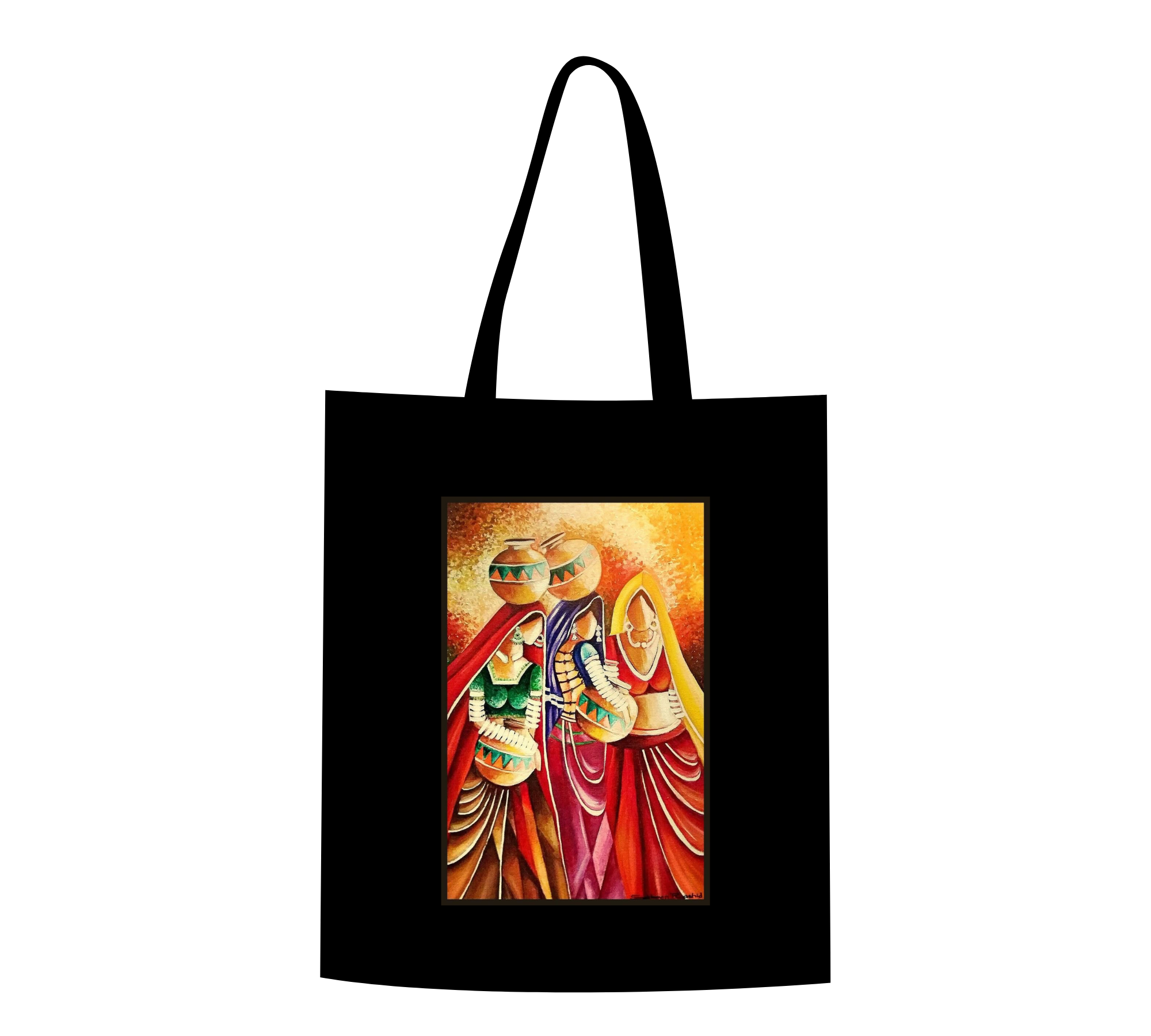 "Matka Carriers" Rajasthani Art Canvas Tote Bag