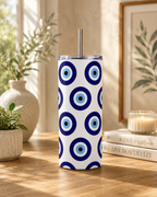 Colossal Tumbler 700ml with SS Straw | Evil Eye Nazar Print | Double Walled Insulated Sipper Bottle 7–8 hrs