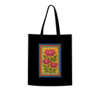 "Sacred Bloom" Madhubani Lotus Canvas Tote Bag