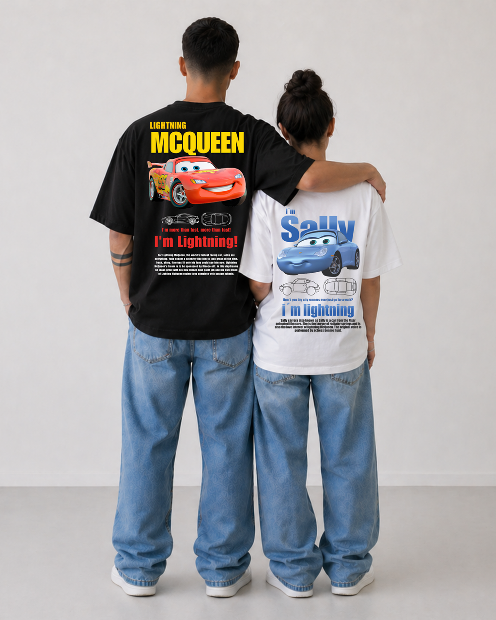 Lightning X Sally Couple Oversized T-Shirts (Set of 2) | Unisex Premium Heavyweight Cotton Tees