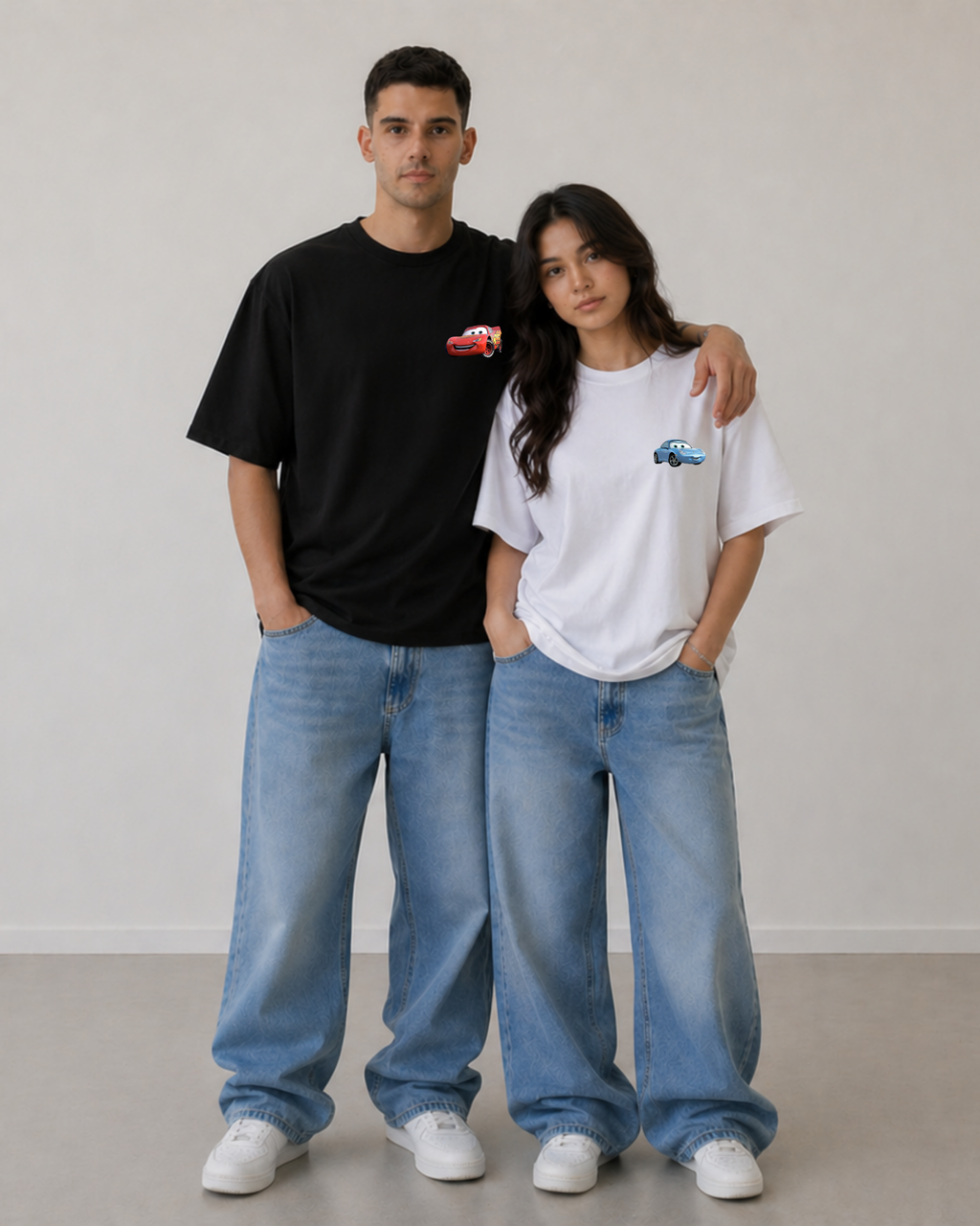 Lightning X Sally Couple Oversized T-Shirts (Set of 2) | Unisex Premium Heavyweight Cotton Tees