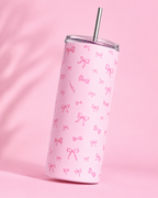 Colossal Tumbler 700ml with SS Straw | Pink Bow  | Double Walled Insulated Sipper Bottle 7–8 hrs