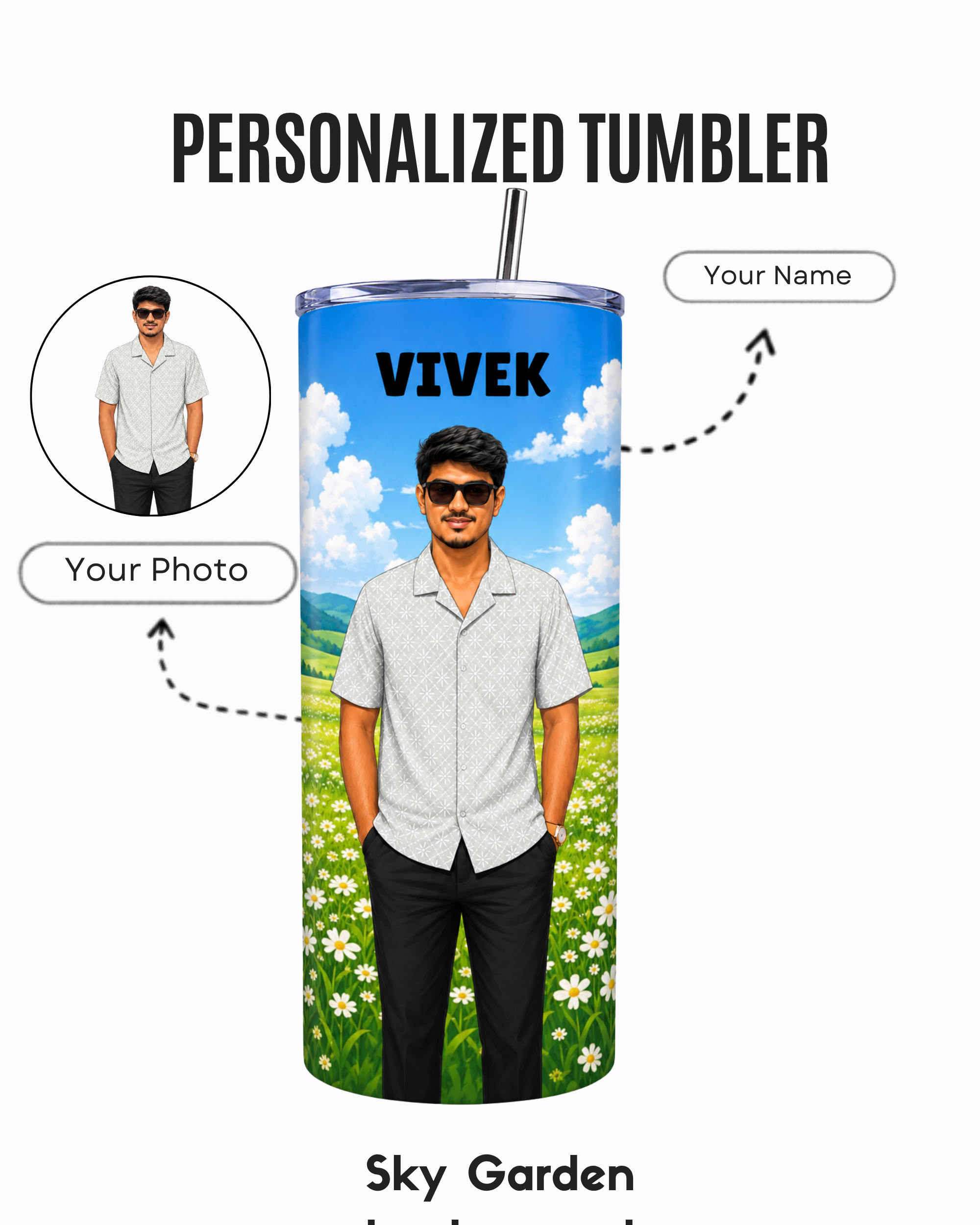 Personalized Stainless Steel Tumbler With Free Steel Straw