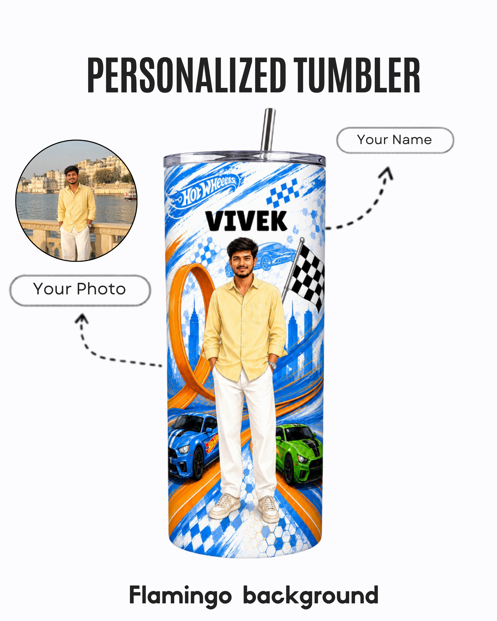 Personalized Stainless Steel Tumbler With Free Steel Straw