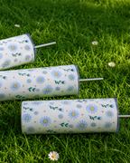 Colossal Tumbler 700ml with SS Straw | Blue Daisy Floral | Double Walled Insulated Sipper Bottle 7–8 hrs | Gift for Women