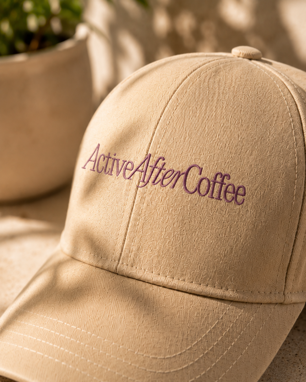 Active After Coffee Printed Baseball Cap | 100% Cotton Beige Hat | Adjustable Strap | Unisex Summer Cap for Women & Men