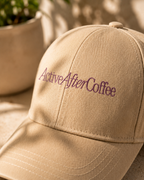 Active After Coffee Printed Baseball Cap | 100% Cotton Beige Hat | Adjustable Strap | Unisex Summer Cap for Women & Men