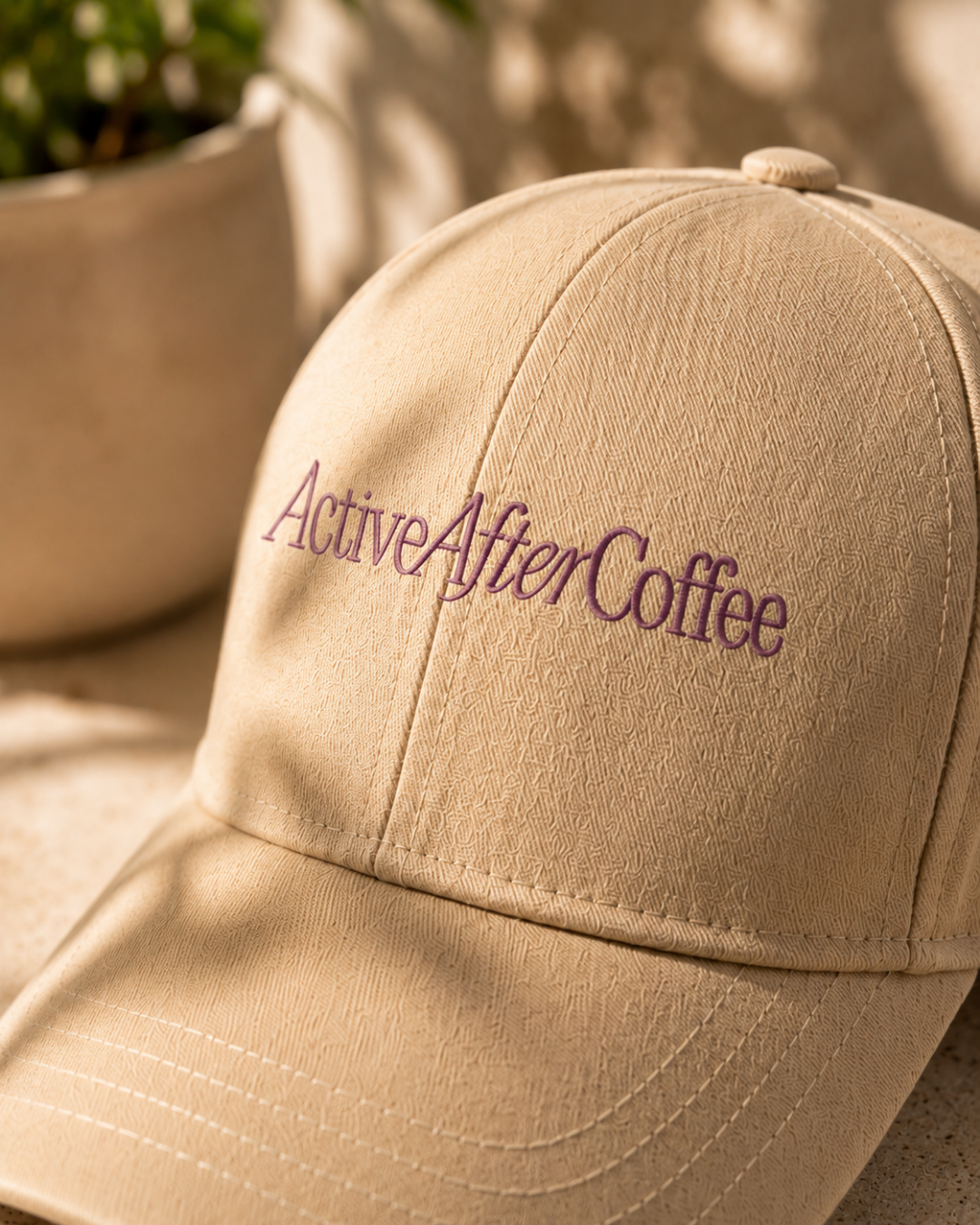 Active After Coffee Printed Baseball Cap | 100% Cotton Beige Hat | Adjustable Strap | Unisex Summer Cap for Women & Men
