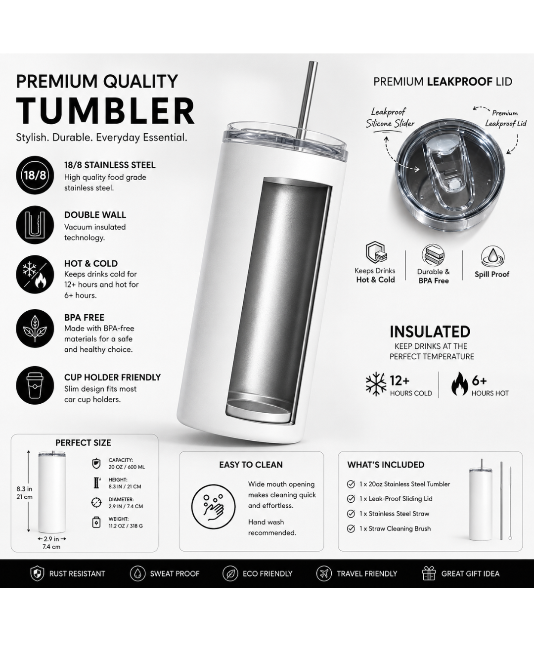 Colossal Tumbler 700ml with SS Straw | Pink Bow  | Double Walled Insulated Sipper Bottle 7–8 hrs