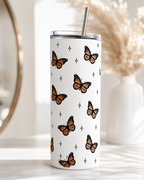 Colossal Tumbler 700ml with SS Straw | Monarch Butterfly Print | Double Walled Insulated Sipper Bottle 7–8 hrs