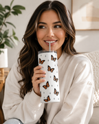 Colossal Tumbler 700ml with SS Straw | Monarch Butterfly Print | Double Walled Insulated Sipper Bottle 7–8 hrs