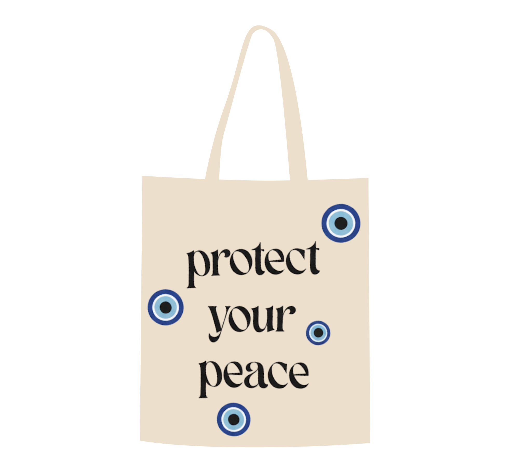 "Protect Your Peace" Evil Eye Canvas Tote Bag