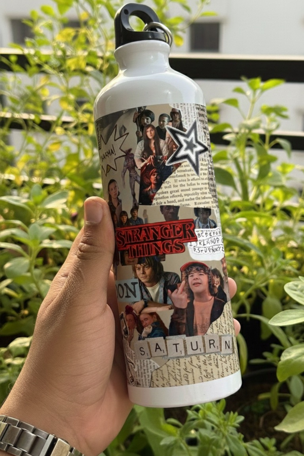 The Stranger Things Collage Fan Bottle