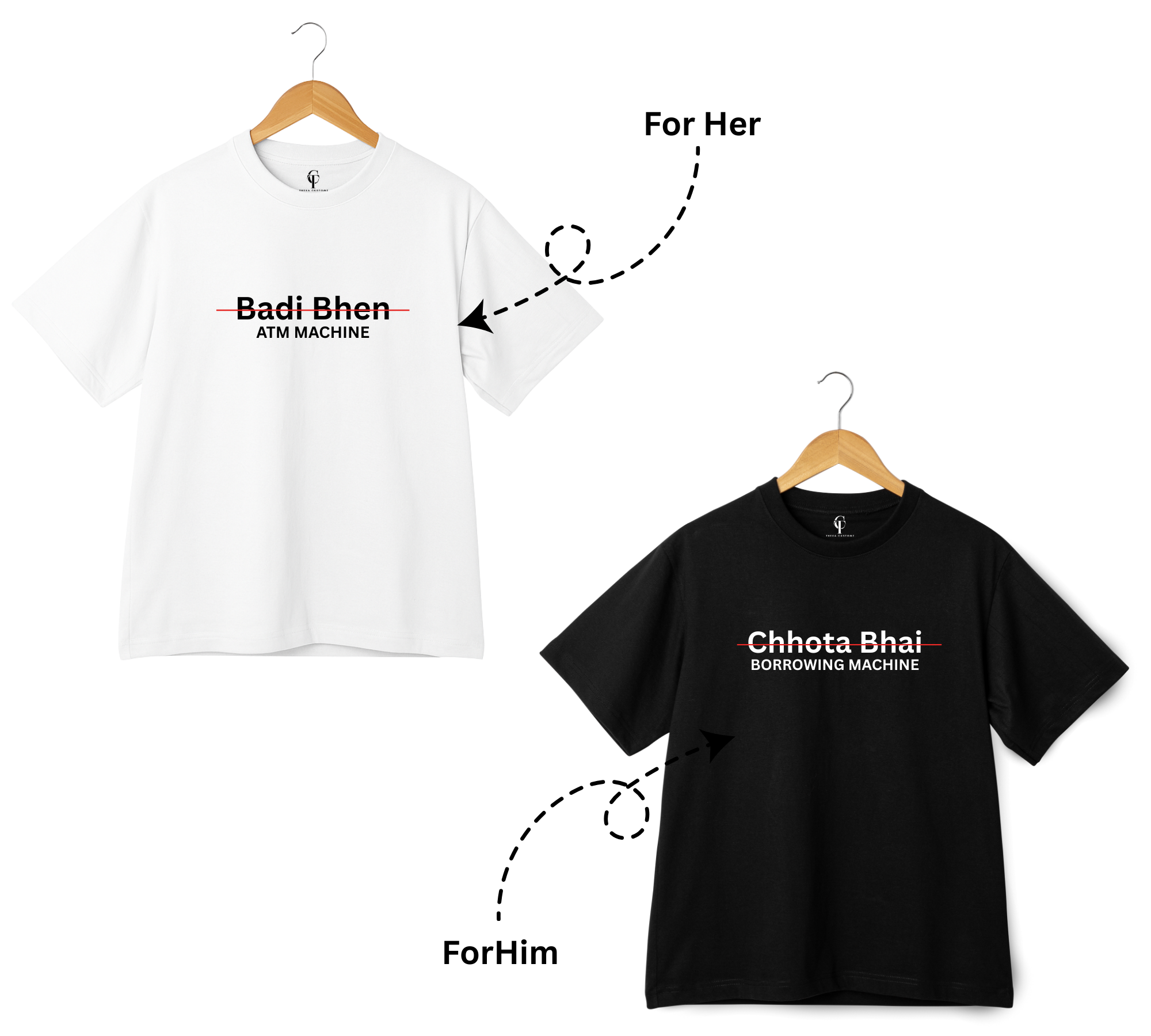 The "Badi Bhen &amp; Chhota Bhai" ATM/Borrowing Machine T-Shirt Set