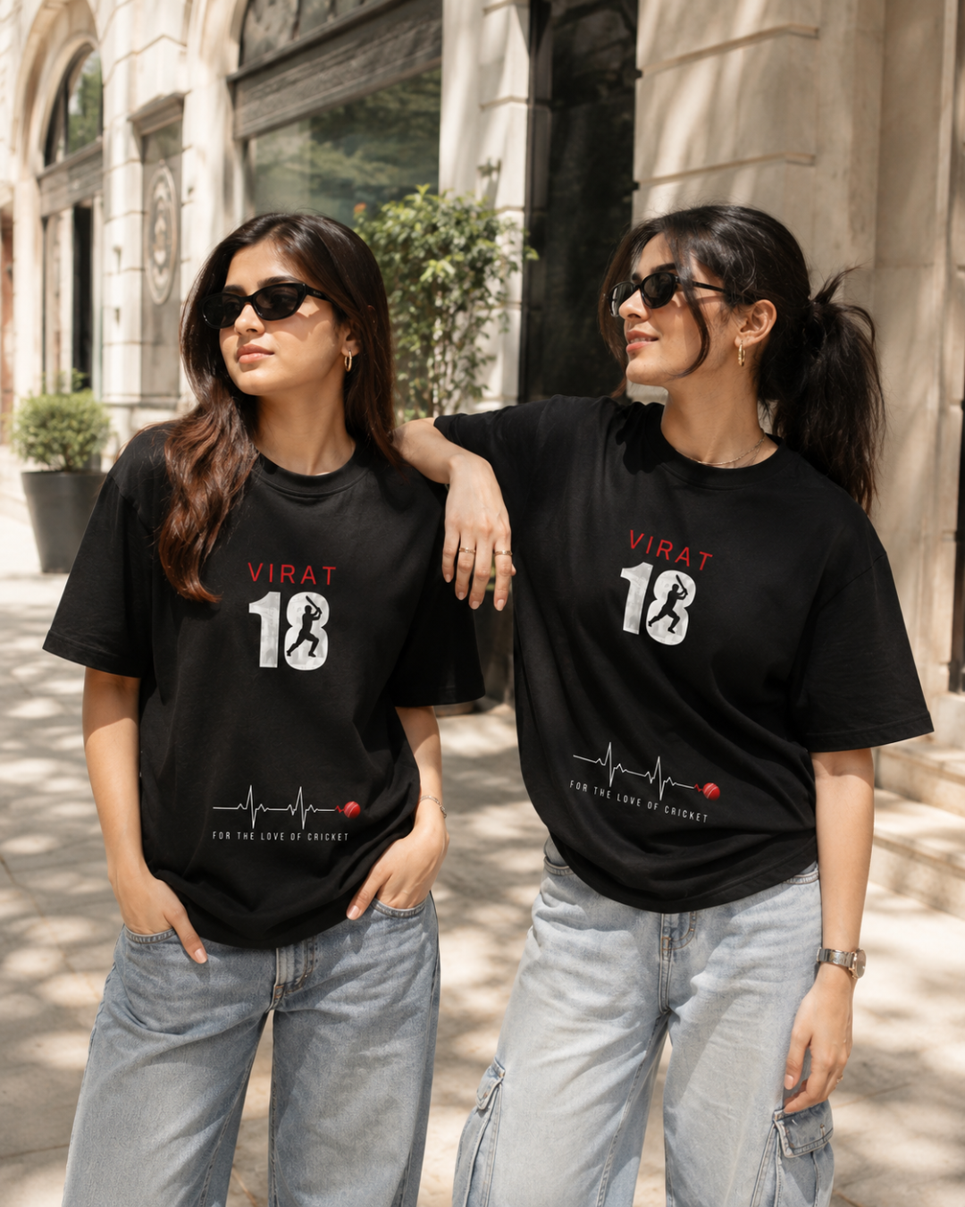 Virat Kohli Oversized T-Shirt for Men & Women | Black Cricket Fan Graphic Tee | Jersey Number 18 | For The Love of Cricket | 240 GSM Premium Cotton