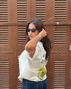 A Little Matcha Oversized T-Shirt | Cafe Edition | Thekacustomz | Graphic Print | Unisex Drop Shoulder Tee | Off White