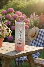 Colossal Tumbler 700ml with SS Straw | Ombre Speckle Personalised Name | Double Walled Insulated Tumbler 7–8 hrs