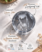 Colossal Tumbler 700ml with SS Straw | Blue Daisy Floral | Double Walled Insulated Sipper Bottle 7–8 hrs | Gift for Women