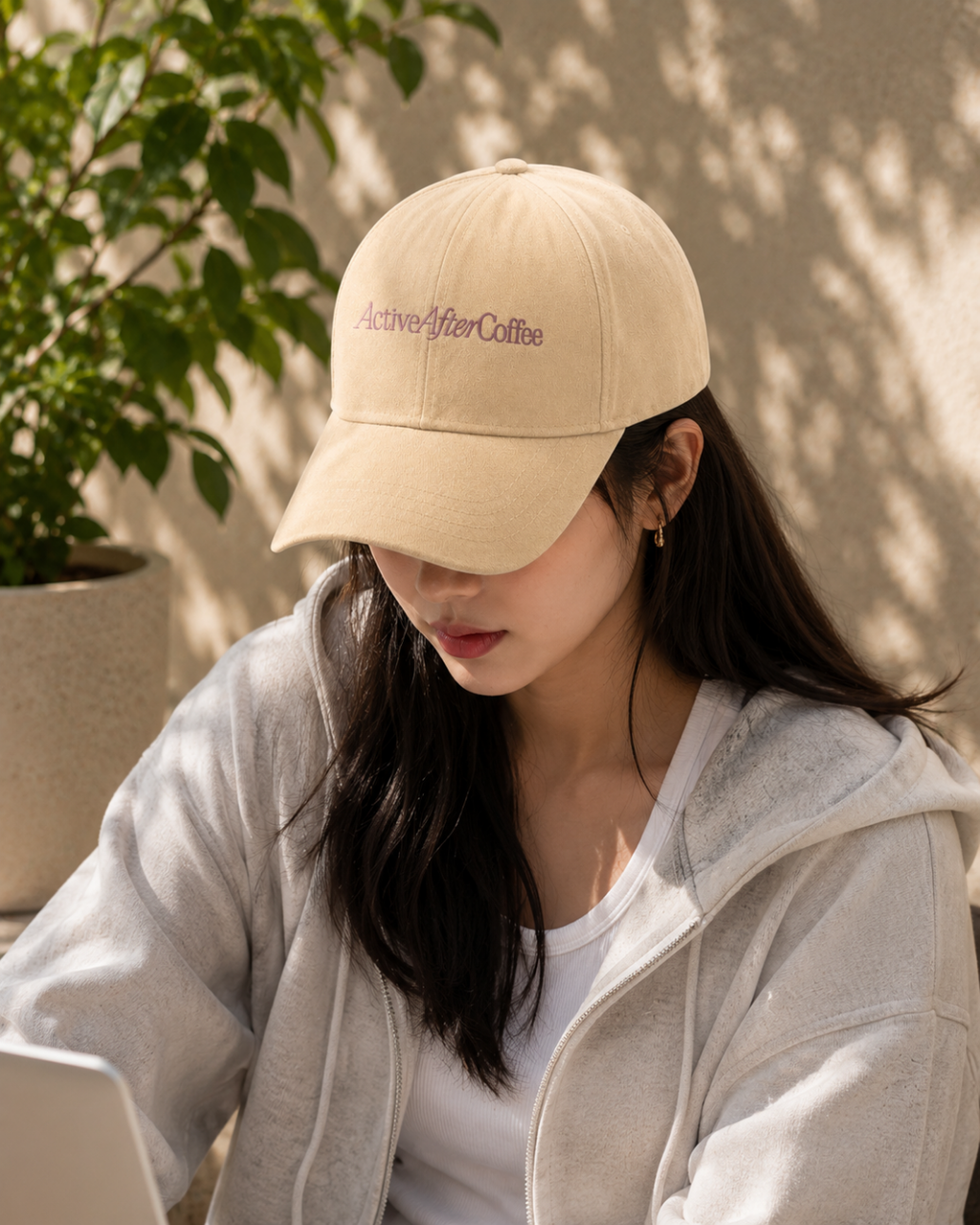 Active After Coffee Printed Baseball Cap | 100% Cotton Beige Hat | Adjustable Strap | Unisex Summer Cap for Women & Men
