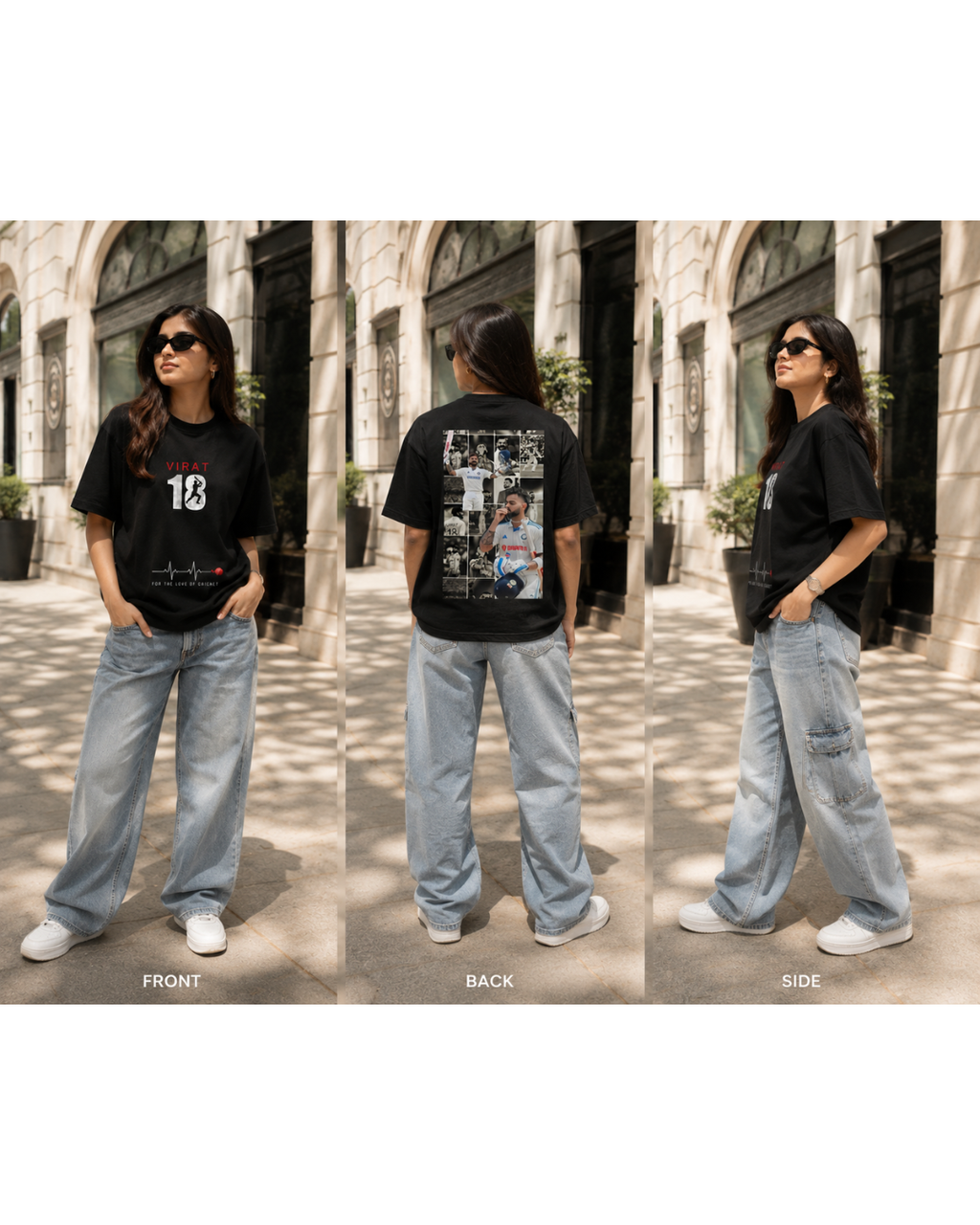 Virat Kohli Oversized T-Shirt for Men & Women | Black Cricket Fan Graphic Tee | Jersey Number 18 | For The Love of Cricket | 240 GSM Premium Cotton