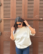 A Little Matcha Oversized T-Shirt | Cafe Edition | Thekacustomz | Graphic Print | Unisex Drop Shoulder Tee | Off White