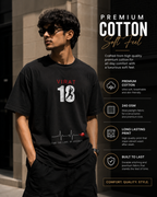 Virat Kohli Oversized T-Shirt for Men & Women | Black Cricket Fan Graphic Tee | Jersey Number 18 | For The Love of Cricket | 240 GSM Premium Cotton
