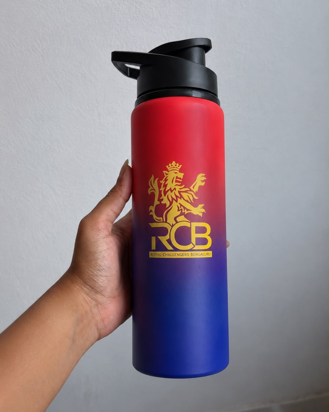 RCB Aluminium Water Bottle 750ml | Leak Proof Sports Sipper Bottle | Rust Free Lightweight Drinking Bottle | BPA Free Gym, School, Office & Travel Water Bottle for RCB Fans
