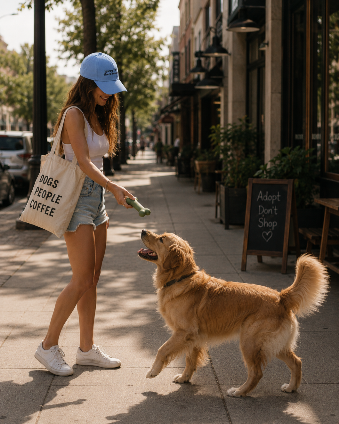 Sorry I'm Late There Was A Dog Printed Blue Baseball Cap | 100% Cotton Dog Lover Cap | Funny Relatable Cap Unisex | Adjustable Strap