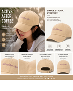 Active After Coffee Printed Baseball Cap | 100% Cotton Beige Hat | Adjustable Strap | Unisex Summer Cap for Women & Men