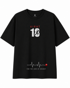 Virat Kohli Oversized T-Shirt for Men & Women | Black Cricket Fan Graphic Tee | Jersey Number 18 | For The Love of Cricket | 240 GSM Premium Cotton
