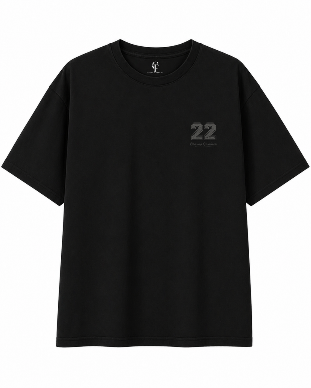 ThekaCustomz 22 Oversized T-Shirt – Black Unisex Streetwear Jersey Style Tee