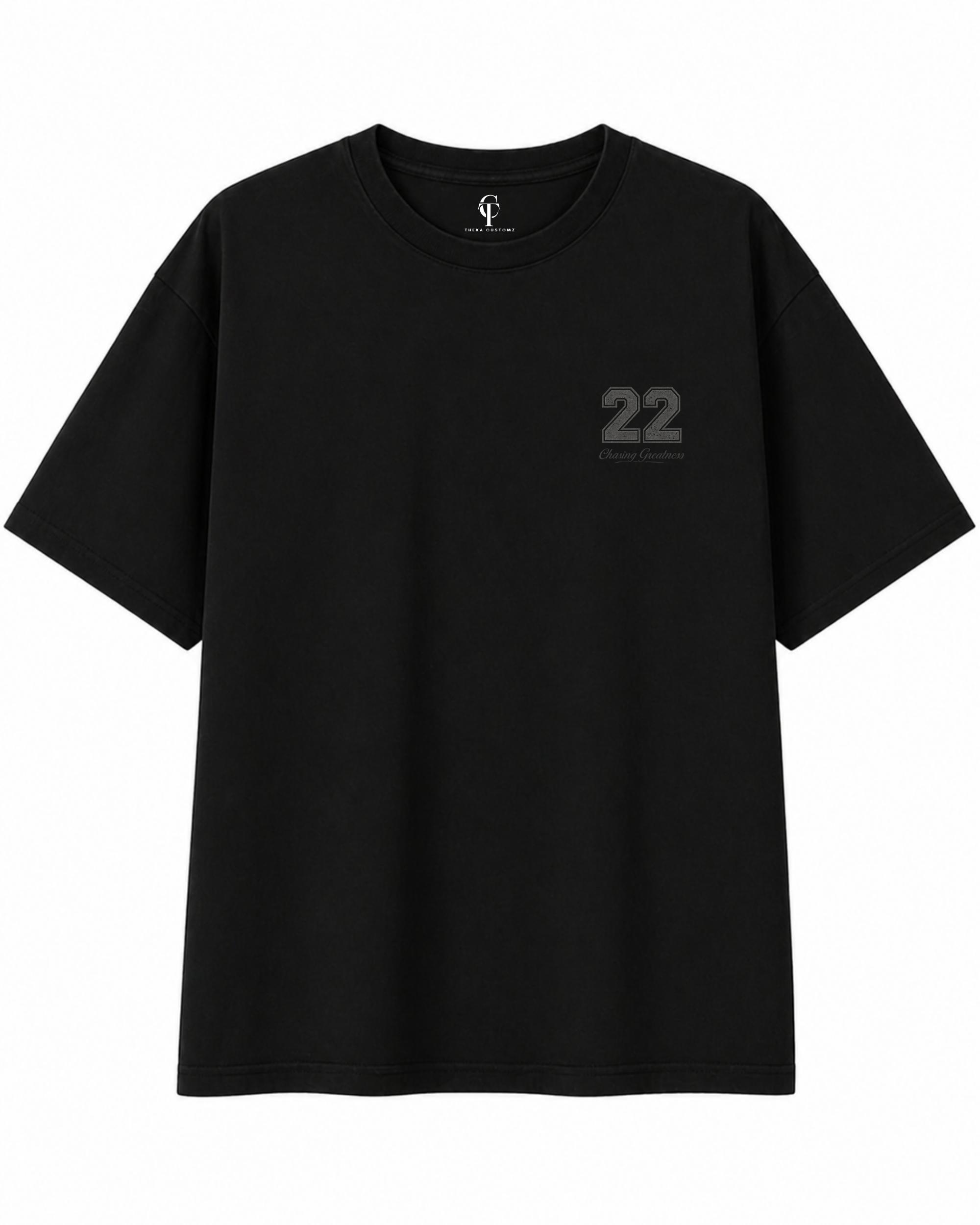 ThekaCustomz 22 Oversized T-Shirt – Black Unisex Streetwear Jersey Style Tee