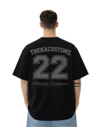 ThekaCustomz 22 Oversized T-Shirt – Black Unisex Streetwear Jersey Style Tee