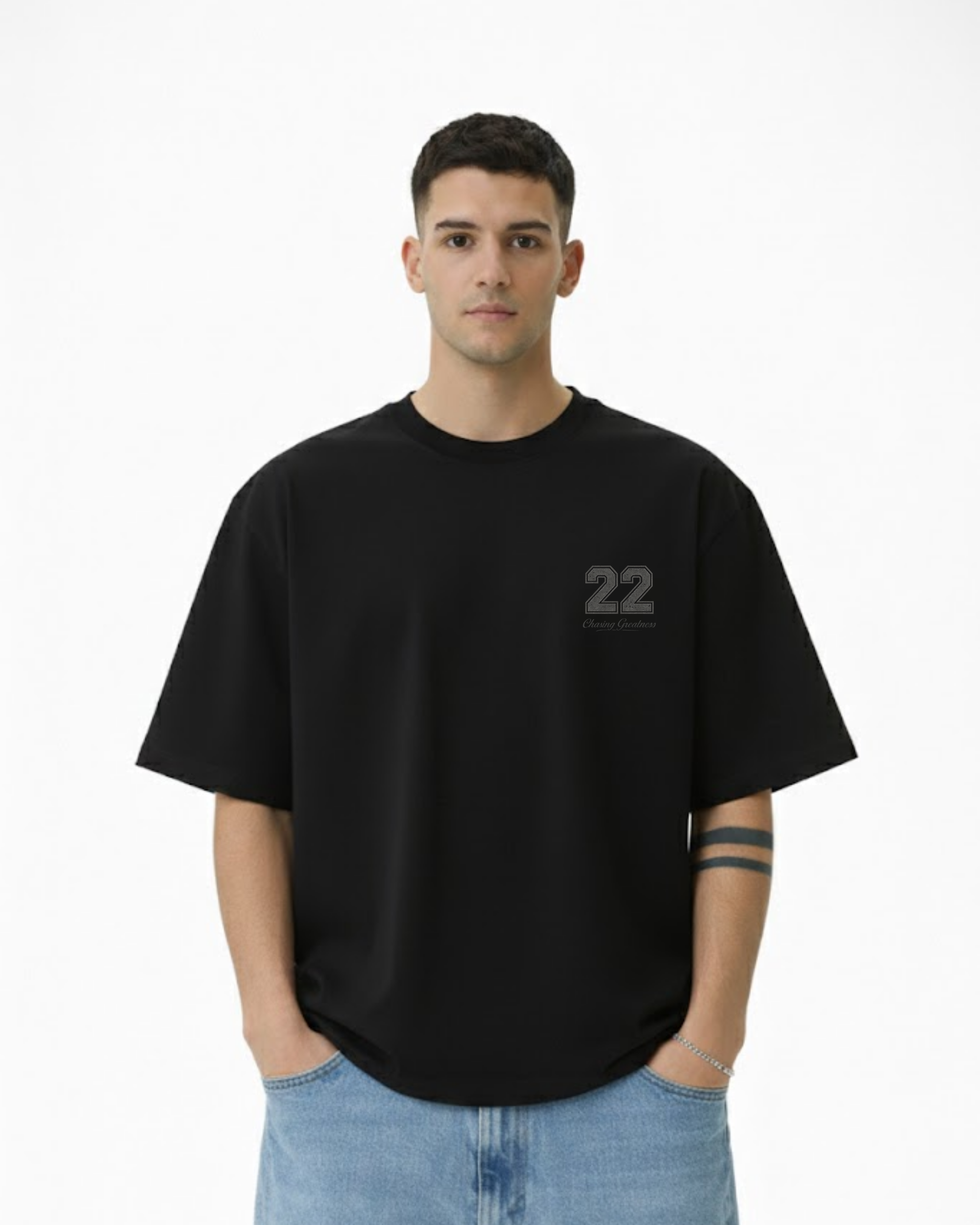 ThekaCustomz 22 Oversized T-Shirt – Black Unisex Streetwear Jersey Style Tee