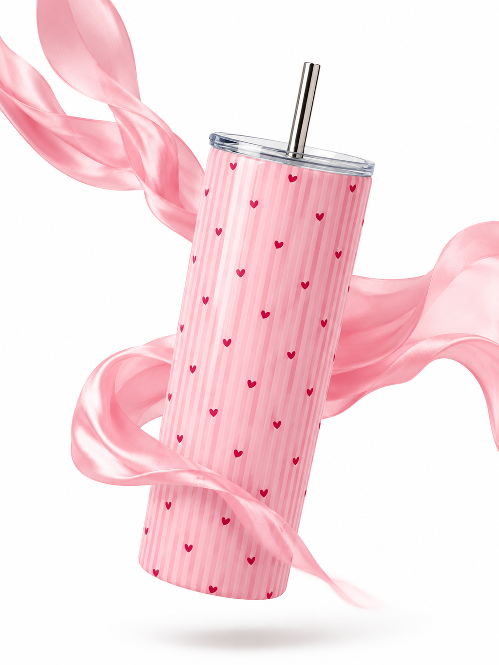 Thekacustomz Love Stripes Colossal Tumbler with Straw 700ml | Double Wall Vacuum Insulated Stainless Steel Travel Mug | Leakproof Hot & Cold Coffee Cup for Girls & Women