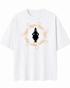 ThekaCustomz Vitthal Oversized T-Shirt for Men | White Cotton Circular Vitthal Repeat Print Tee | Pandharpur Wari Marathi Graphic T-Shirt | Drop Shoulder Streetwear