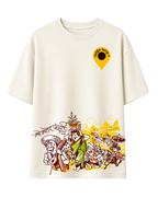 ThekaCustomz Pandharpur Wari Oversized T-Shirt for Unisex | Premium 240 GSM Cotton | Vitthal Warkari Graphic Printed Half Sleeve Round Neck Off White Tee | Maharashtra Devotional Streetwear