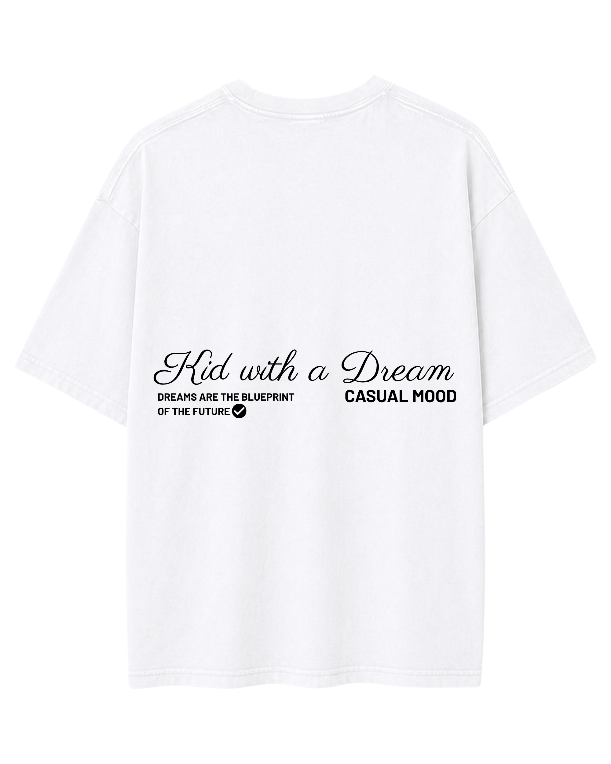 Kid With a Dream Oversized T-Shirt – White Unisex Minimal Typography Streetwear Tee