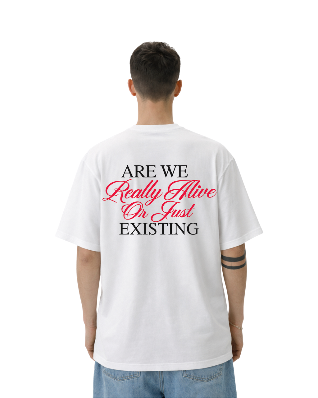 Are We Really Alive Oversized T-Shirt – White Unisex Minimal Quote Streetwear Tee