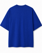 The Ocean is Calling Graphic Tee | Oversized Royal Blue Cotton T-Shirt for Men | Bio-Washed Soft Fabric