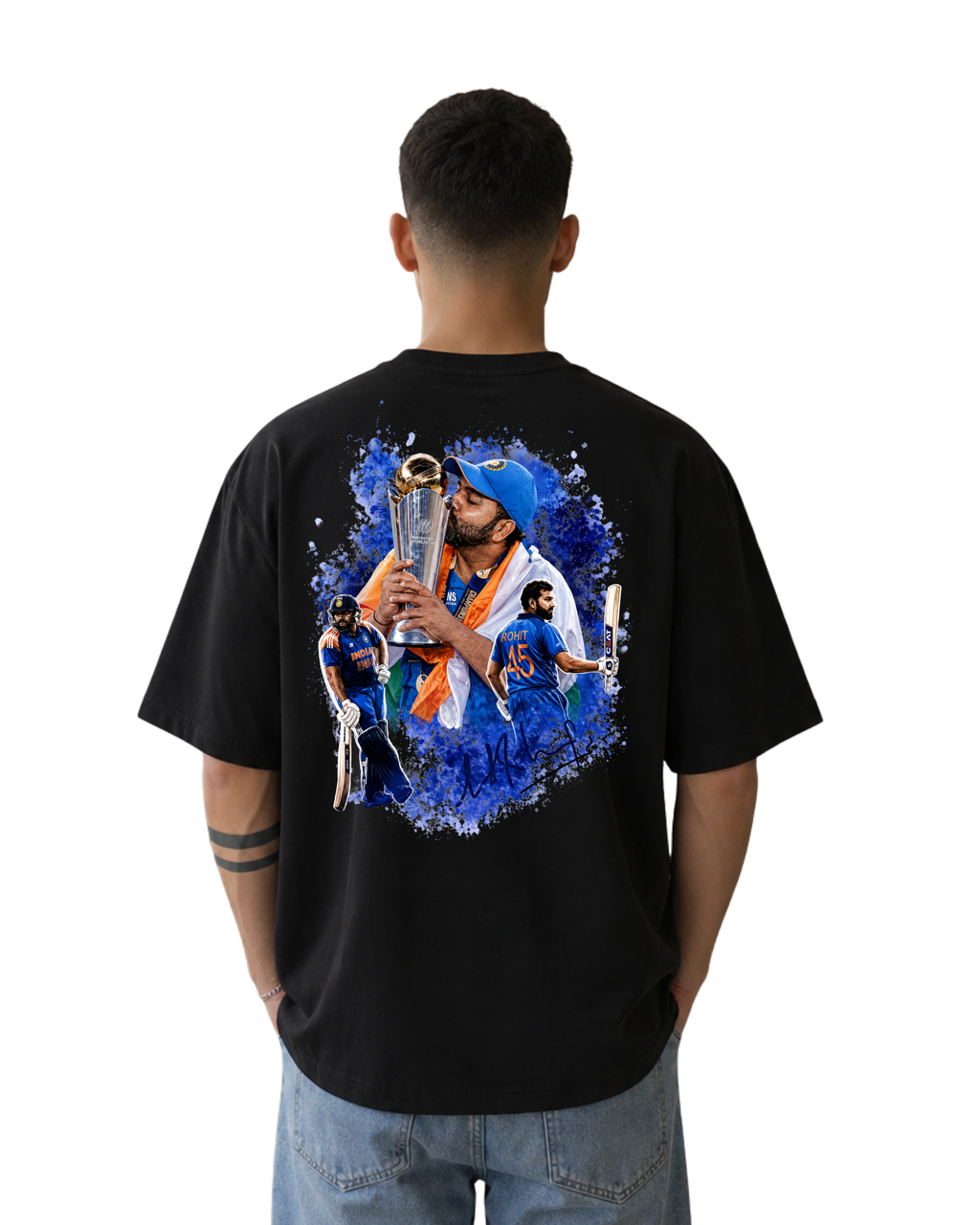Rohit Sharma “Hitman 45” Oversized T-Shirt | Unisex Premium Cotton Tee