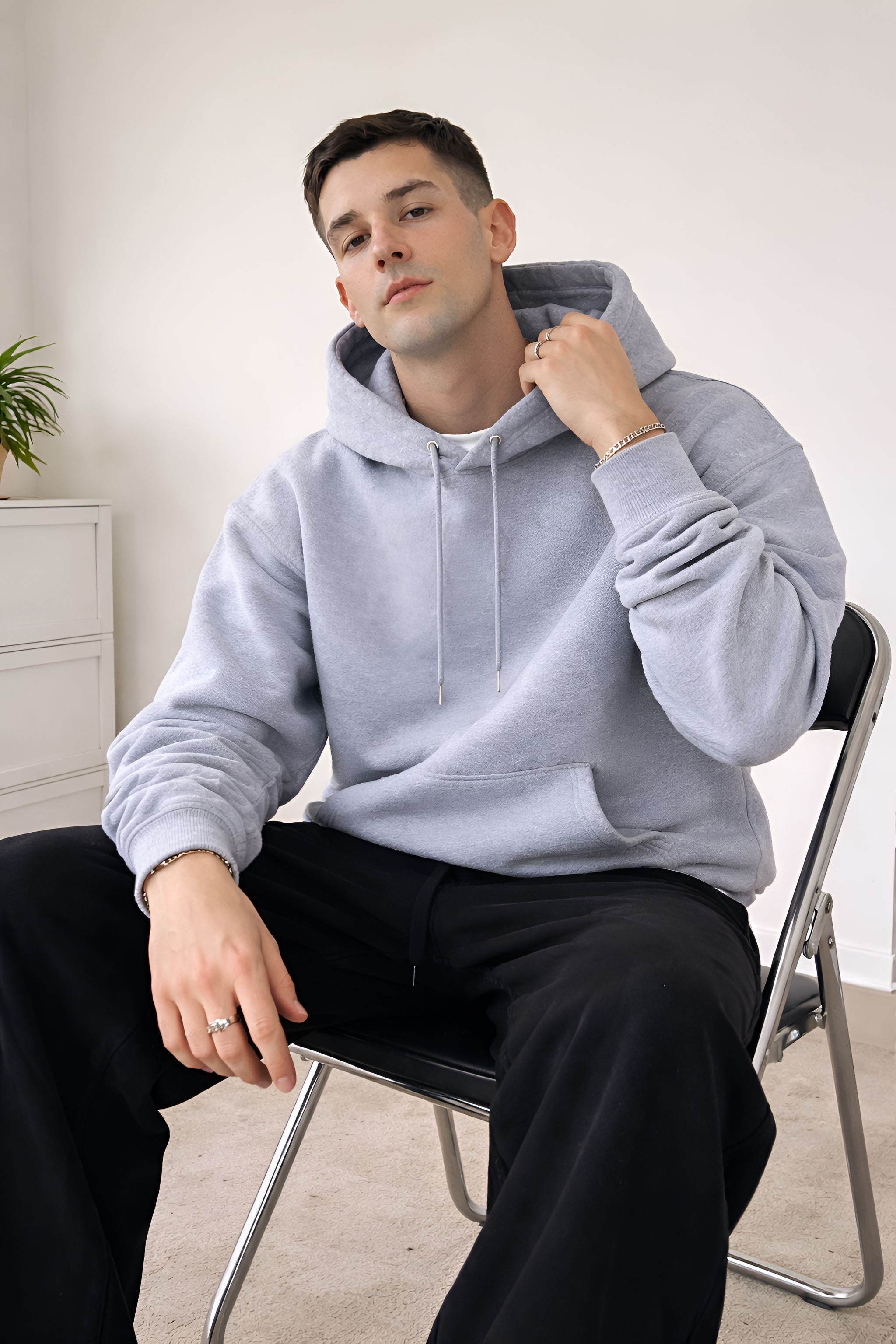 Grey Melange Hoodie Heavyweight Everyday Essential