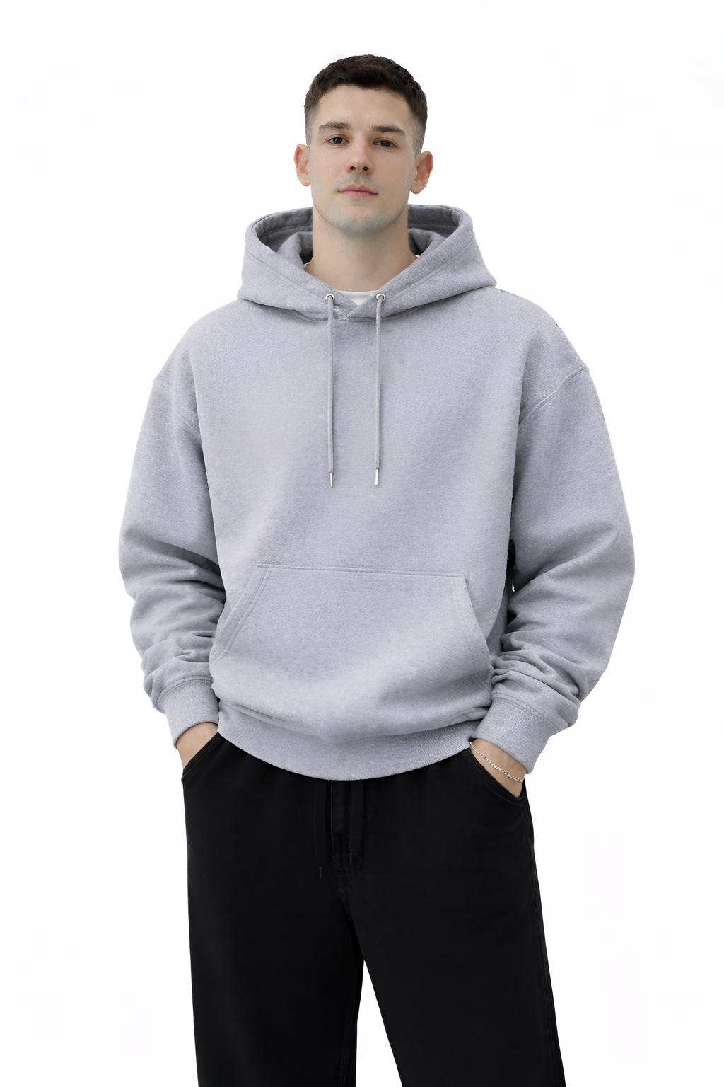 Grey Melange Hoodie Heavyweight Everyday Essential