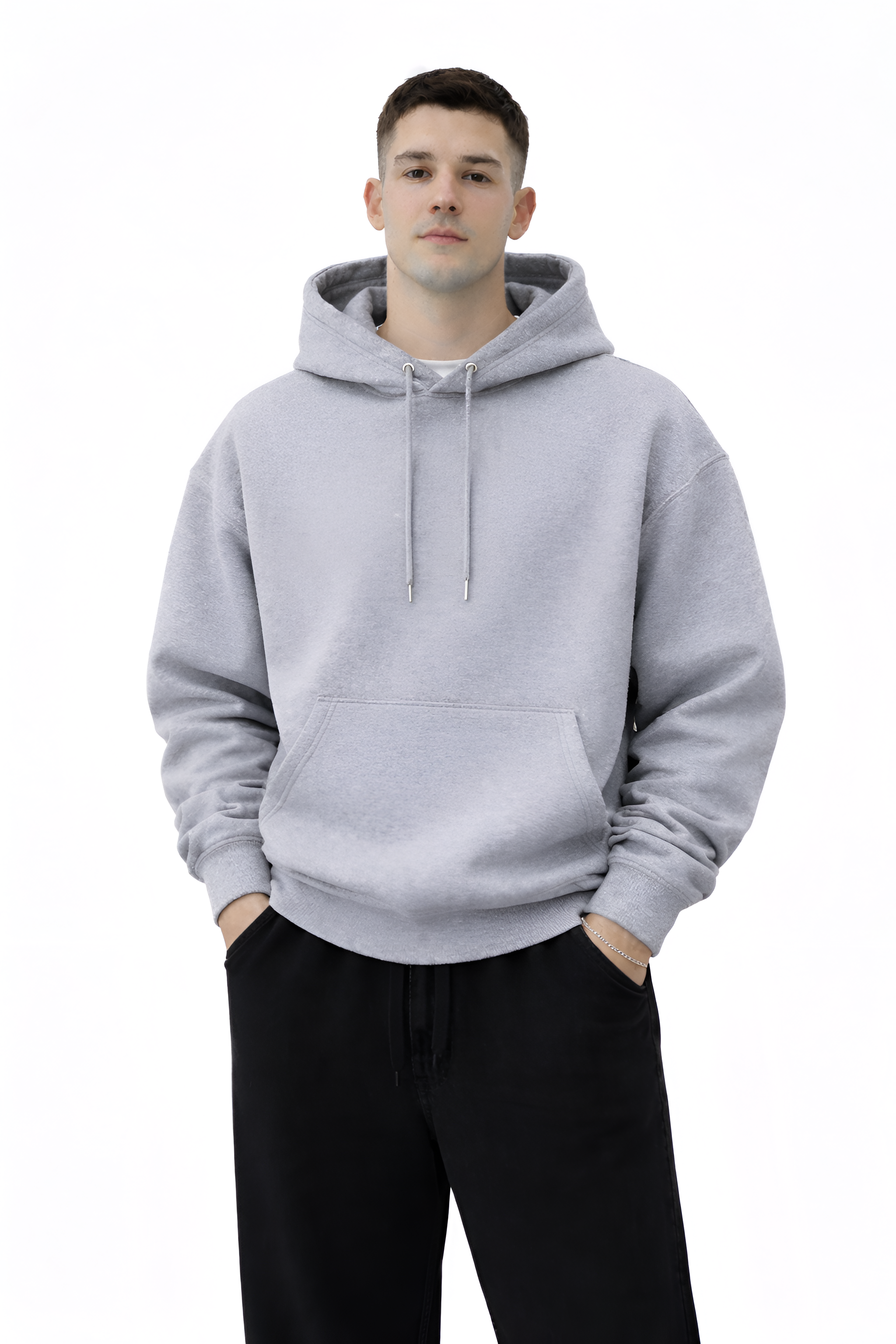 Grey Melange Hoodie Heavyweight Everyday Essential