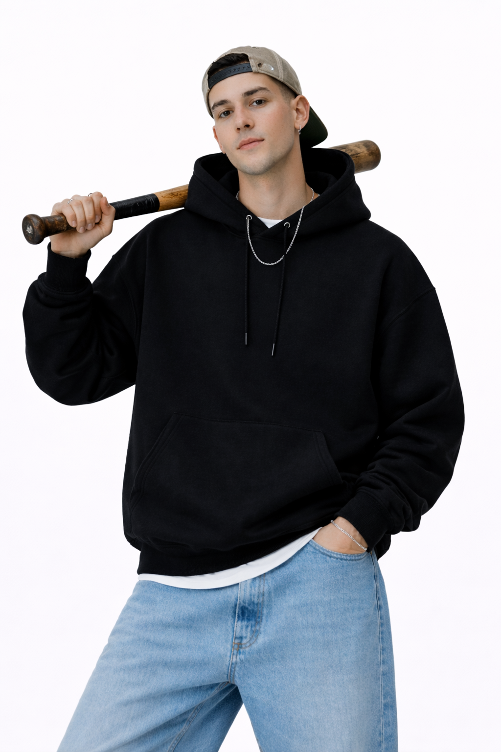 Classic Black Hoodie Heavyweight Street Fit