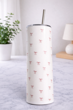 Colossal Tumbler 700ml with SS Straw | Mini Pink Bow | Double Walled Insulated Tumbler 7–8 hrs