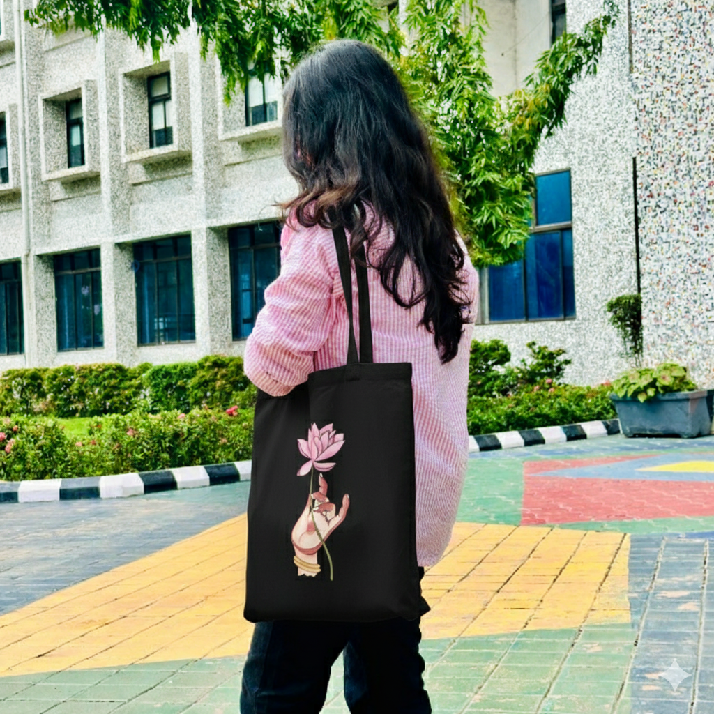 Divine Lotus Mudra Canvas Tote Bag